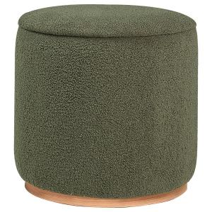 Zena - Faux Sheepskin Upholstered Round Ottoman - Green