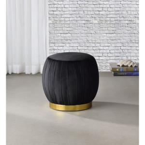 Zinnia - Ottoman - Black Velvet & Gold