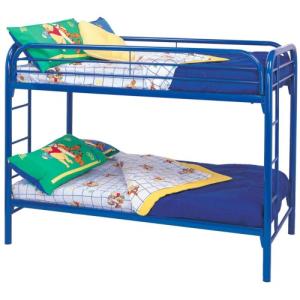 Metal Beds Twin Over Twin Bunk Bed with Built-In Ladders