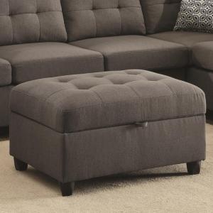 Stonenesse Grey Storage Ottoman With Button Tufting