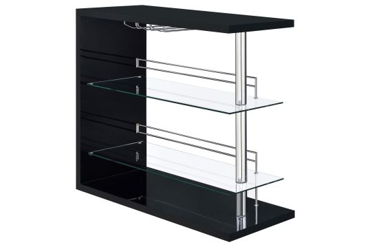Prescott Rectangular 2-shelf Bar Unit Glossy Black