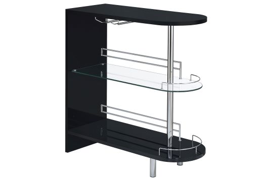 Adolfo 3-tier Bar Table Glossy Black and Clear
