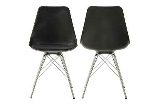 Juniper Armless Dining Chairs Black and Chrome (Set of 2)