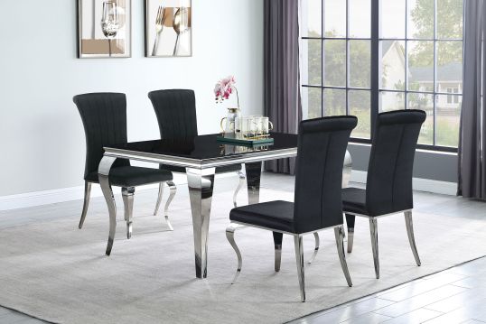 Carone Contemporary Black and Silver Five-Piece Dining Set