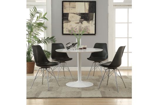 Lowry 5-piece Round Dining Set Tulip Table with Eiffel Chairs Black