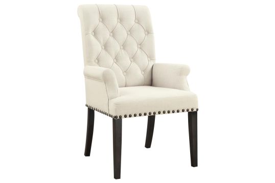 Alana Upholstered Arm Chair Beige and Smokey Black