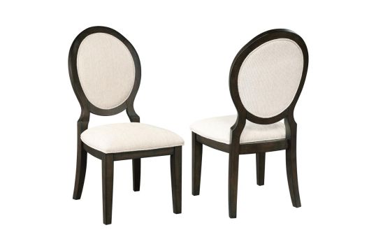 Twyla Upholstered Oval Back Dining Side Chairs Cream and Dark Cocoa (Set of 2)