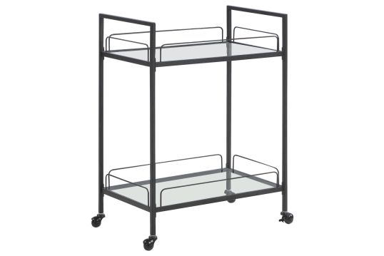 Curltis Serving Cart with Glass Shelves Clear and Black