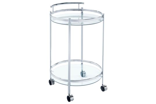 Chrissy 2-tier Round Glass Bar Cart Chrome