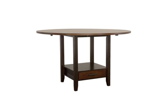 Sanford Round Counter Height Table with Drop Leaf Cinnamon and Espresso