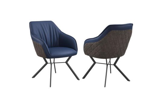 Mayer Upholstered Tufted Side Chairs (Set of 2) Blue and Brown