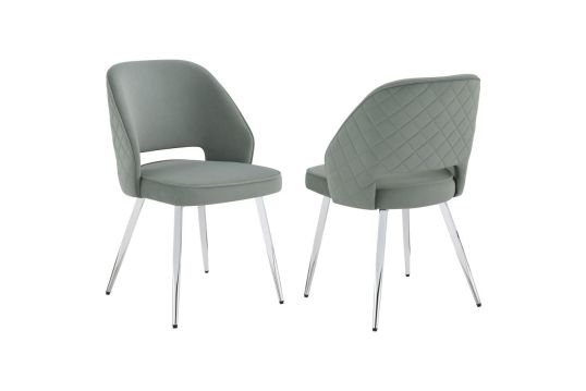 Hastings Upholstered Dining Chairs with Open Back (Set of 2) Grey and Chrome