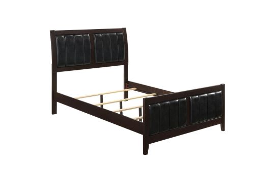 Carlton Queen Upholstered Bed Cappuccino and Black