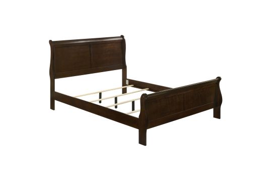Louis Philippe Wood Queen Sleigh Bed Cappuccino