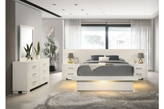 Jessica 5-piece Queen LED Bedroom Set Cream White