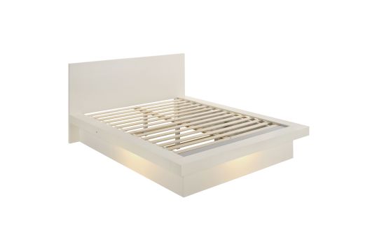 Jessica Wood Queen LED Panel Bed Cream White