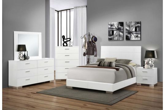 Felicity 5-piece California King Bedroom Set Glossy White