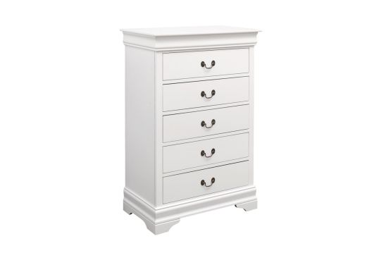 Louis Philippe 5-drawer Chest White
