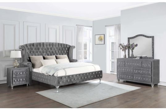 Deanna Upholstered Tufted Bedroom Set Grey