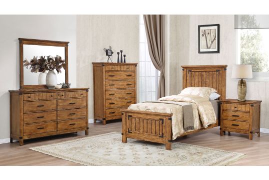 Brenner Wood Twin Panel Bed Rustic Honey