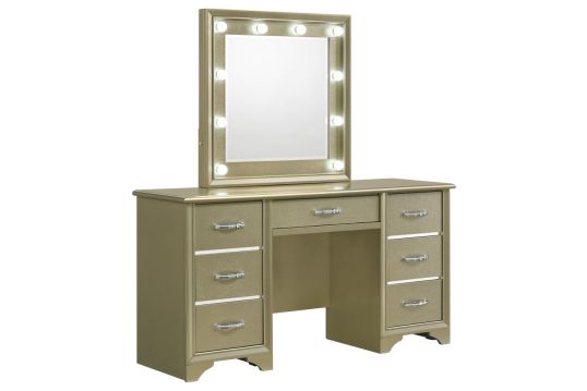 Beaumont 7-drawer Vanity Desk with Lighting Mirror Champagne