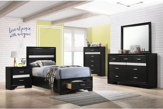 Miranda 4-piece Twin Bedroom Set Black
