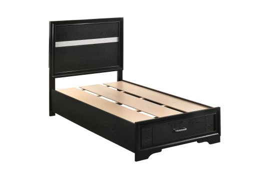 Miranda Wood Twin Storage Panel Bed Black