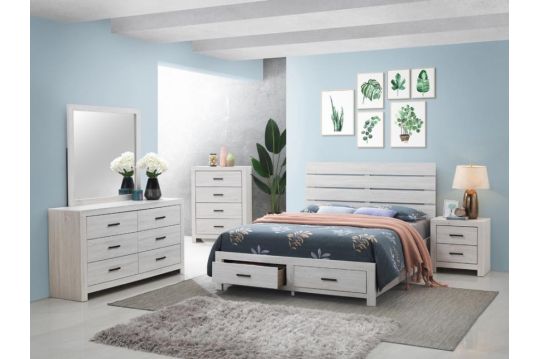 Brantford 4-piece Queen Storage Bedroom Set Coastal White