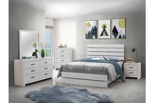 Brantford 4-piece Eastern King Panel Bedroom Set Coastal White