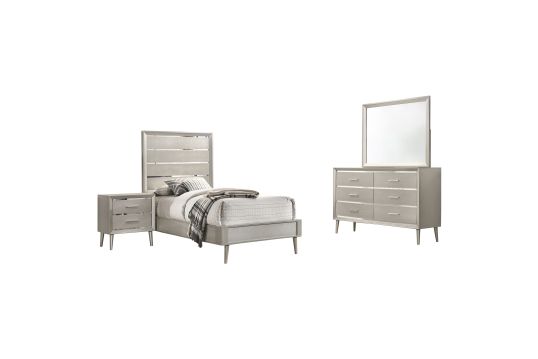 Ramon 4-piece Twin Bedroom Set Metallic Sterling