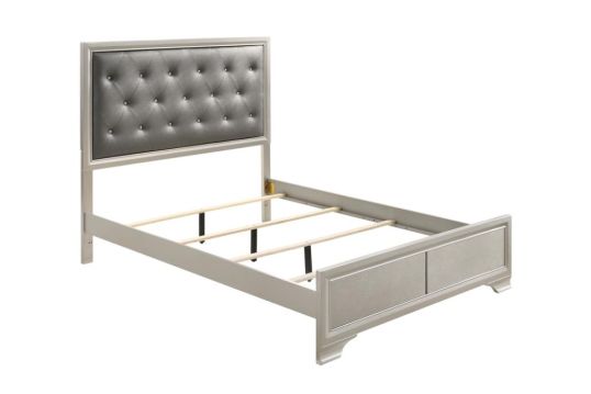 Salford Queen Panel Bed Metallic Sterling and Charcoal Grey