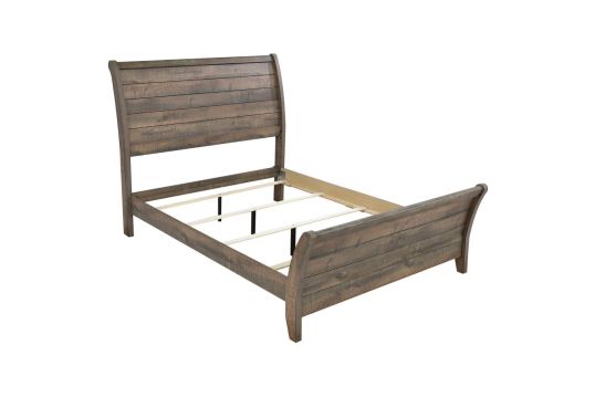 Frederick Queen Sleigh Panel Bed Weathered Oak
