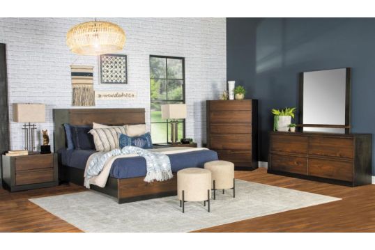 Azalia 5-piece California King Rectangular Bedroom Set Black and Walnut