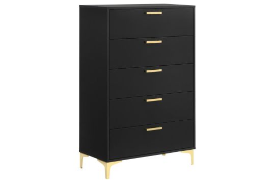 Kendall 5-drawer Chest Black and Gold