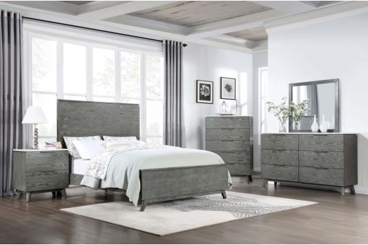 Nathan 5-piece California King Bedroom Set White Marble and Grey