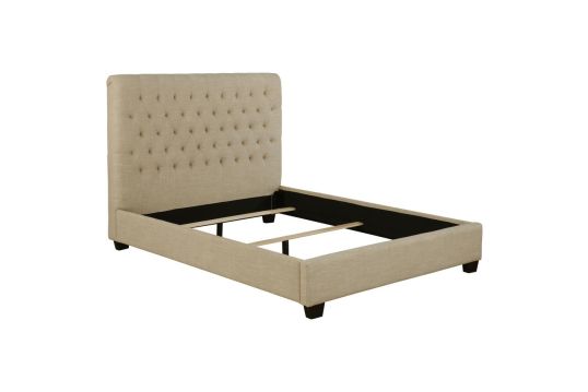 Chloe Tufted Upholstered Queen Bed Oatmeal