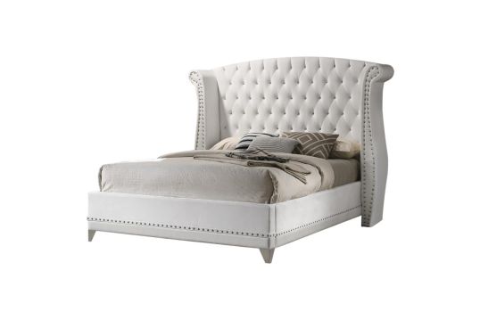 Barzini Queen Wingback Tufted Bed White