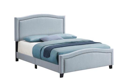 Hamden Queen Upholstered Panel Bed Delft Blue