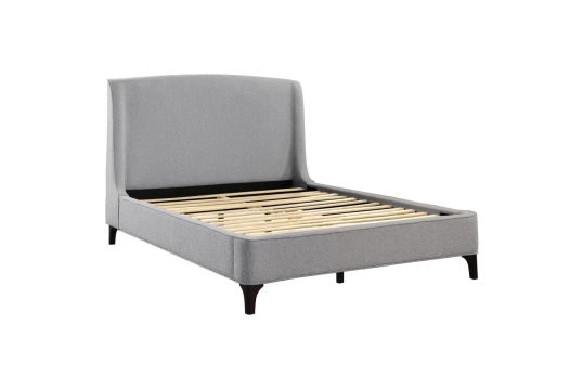 Mosby Upholstered Curved Headboard Queen Platform Bed Light Grey