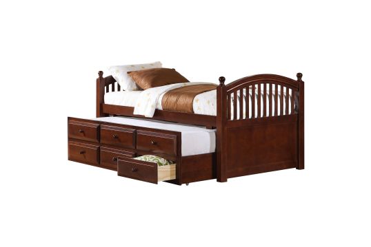 Norwood 3-drawer Twin Bed with Captains Trundle Chestnut