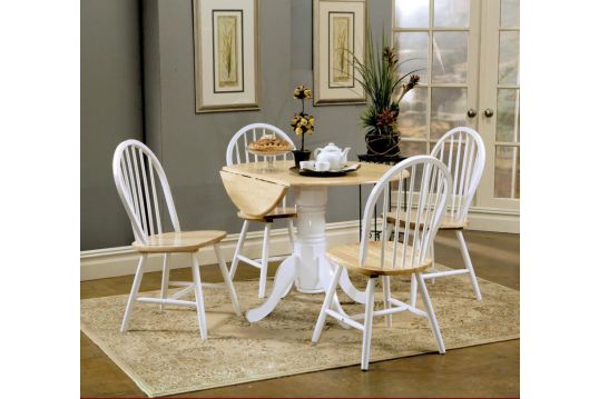 Allison 5-piece Drop Leaf Dining Set Natural Brown and White