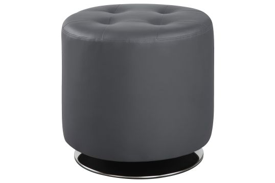 Bowman Round Upholstered Ottoman Grey