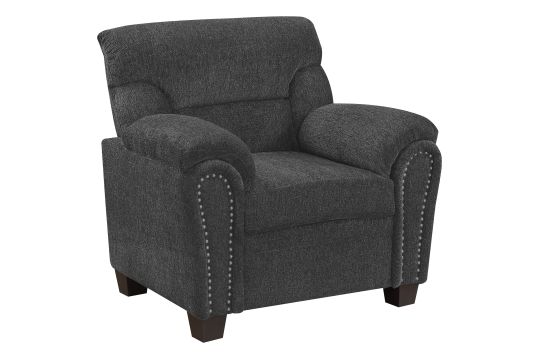 Clementine Upholstered Chair with Nailhead Trim Grey