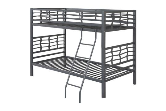 Fairfax Twin Over Twin Bunk Bed with Ladder Light Gunmetal