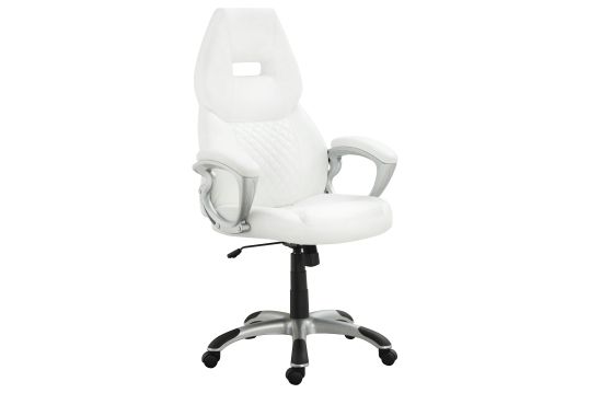 Bruce Adjustable Height Office Chair White and Silver