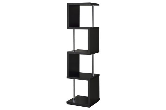 Baxter 4-shelf Bookcase Black and Chrome