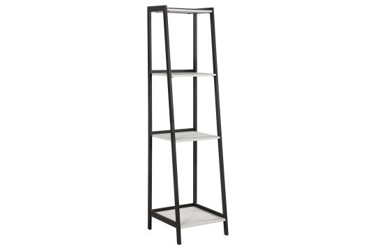 Pinckard 4-shelf Ladder Bookcase Grey Stone and Black