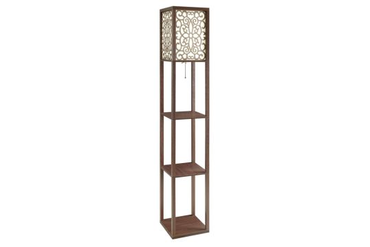 Macchino Square Floor Lamp with 3 Shelves Cappuccino
