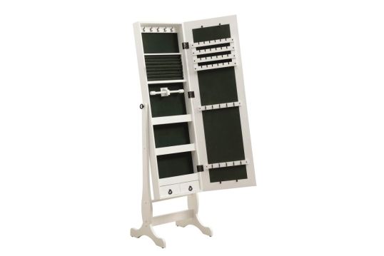 Batista Jewelry Cheval Mirror with Drawers White