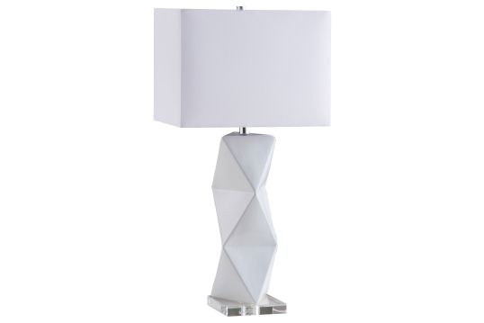 Camie Geometric Ceramic Base Table Lamp White